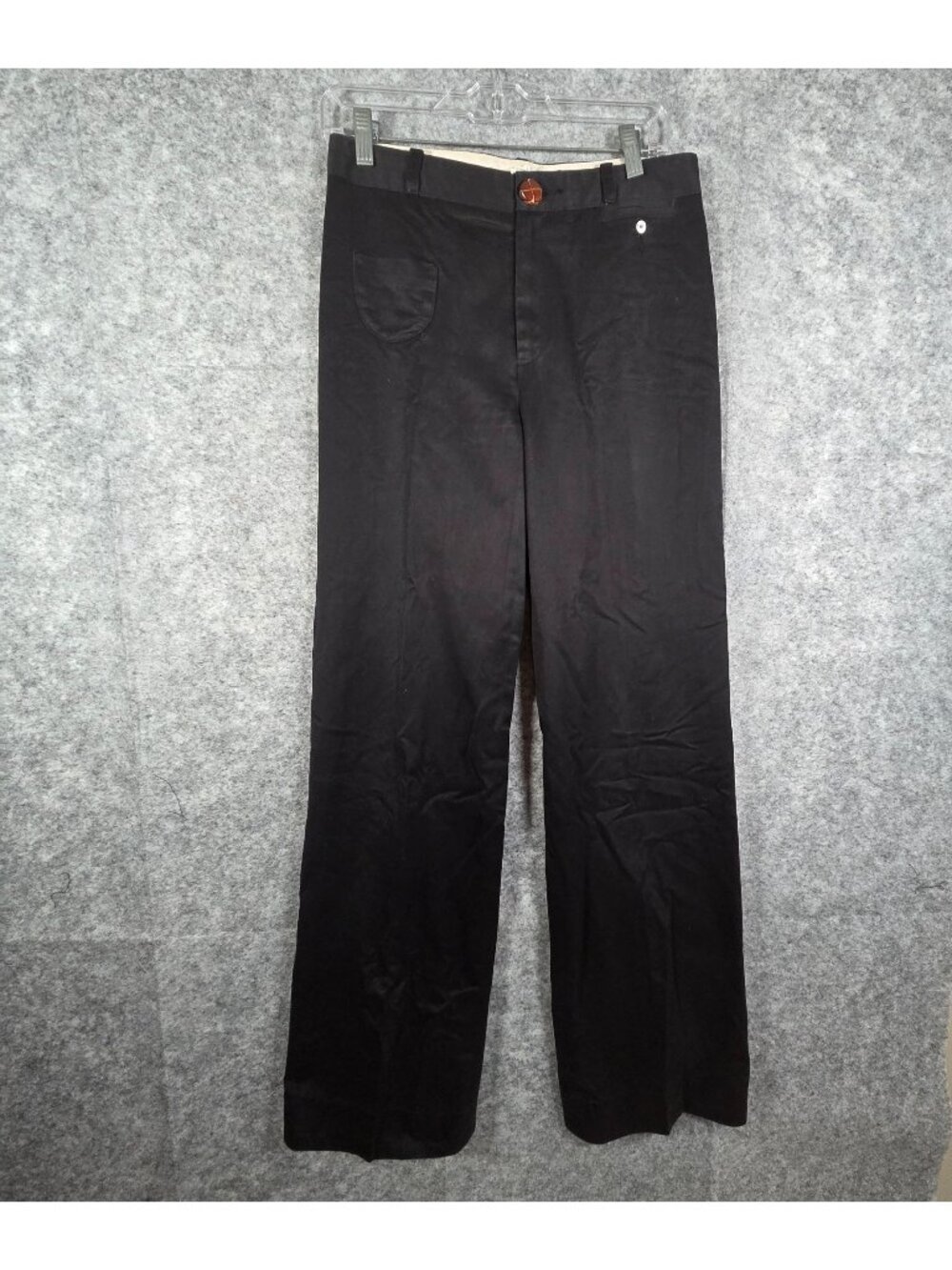 Trovata Women's Tatum Wide lege HIgh Rise Flat Front Pants Black Size 4